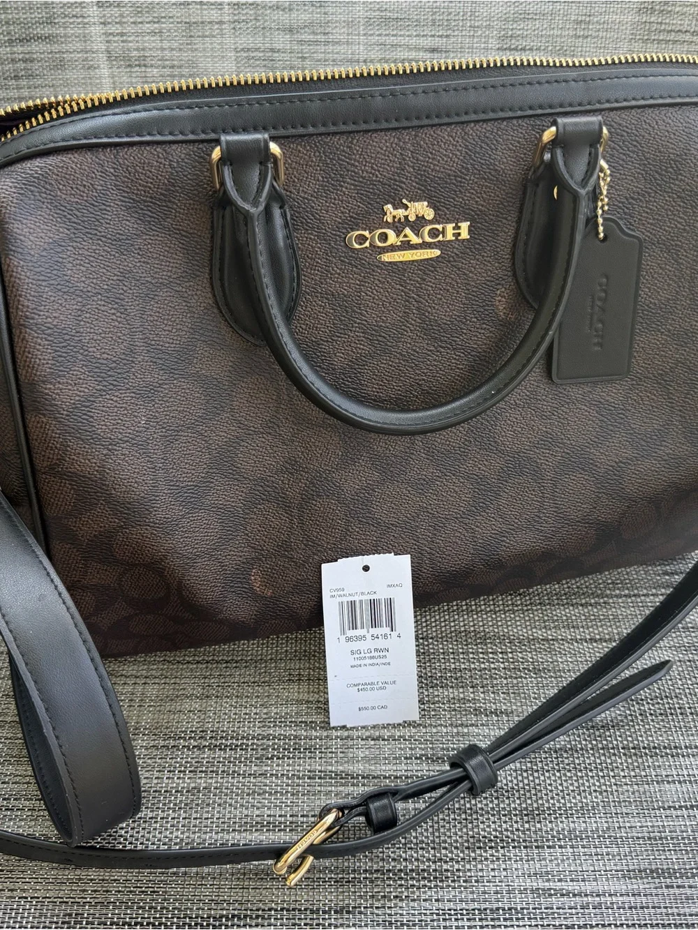 COACH Brown Signature Large Rowan